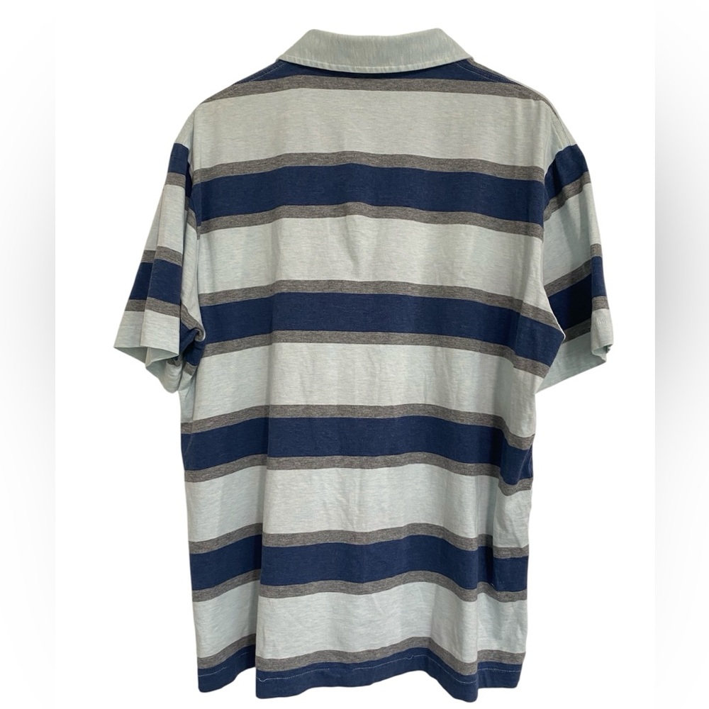 Patagonia Men's Polo Shirt - Navy & Light Gray Stripes - Picture 2 of 4